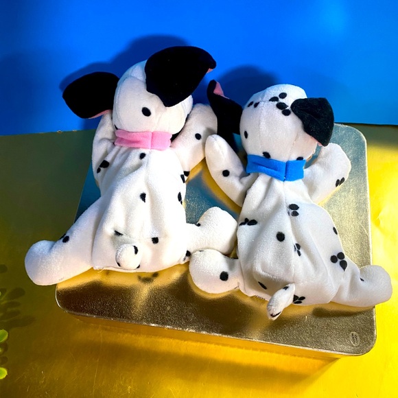 DISNEY STORE 90s COLLECTIBLE 101 DALMATIANS BEAN BAG PLUSH LUCKY & JEWEL PUPPIES - Picture 5 of 16